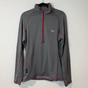 Rab Men's AL Pull On Fleece Half Zip Midlayer Pullover Trail Grey Red Large
